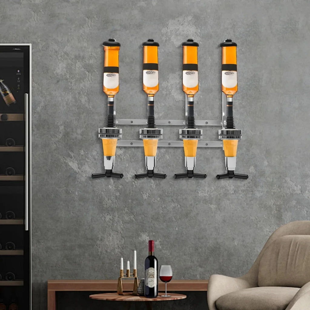 4 Head Silver Wine Rack Wall Mounted Bottle Bracket Bar Accessories by Bowlift