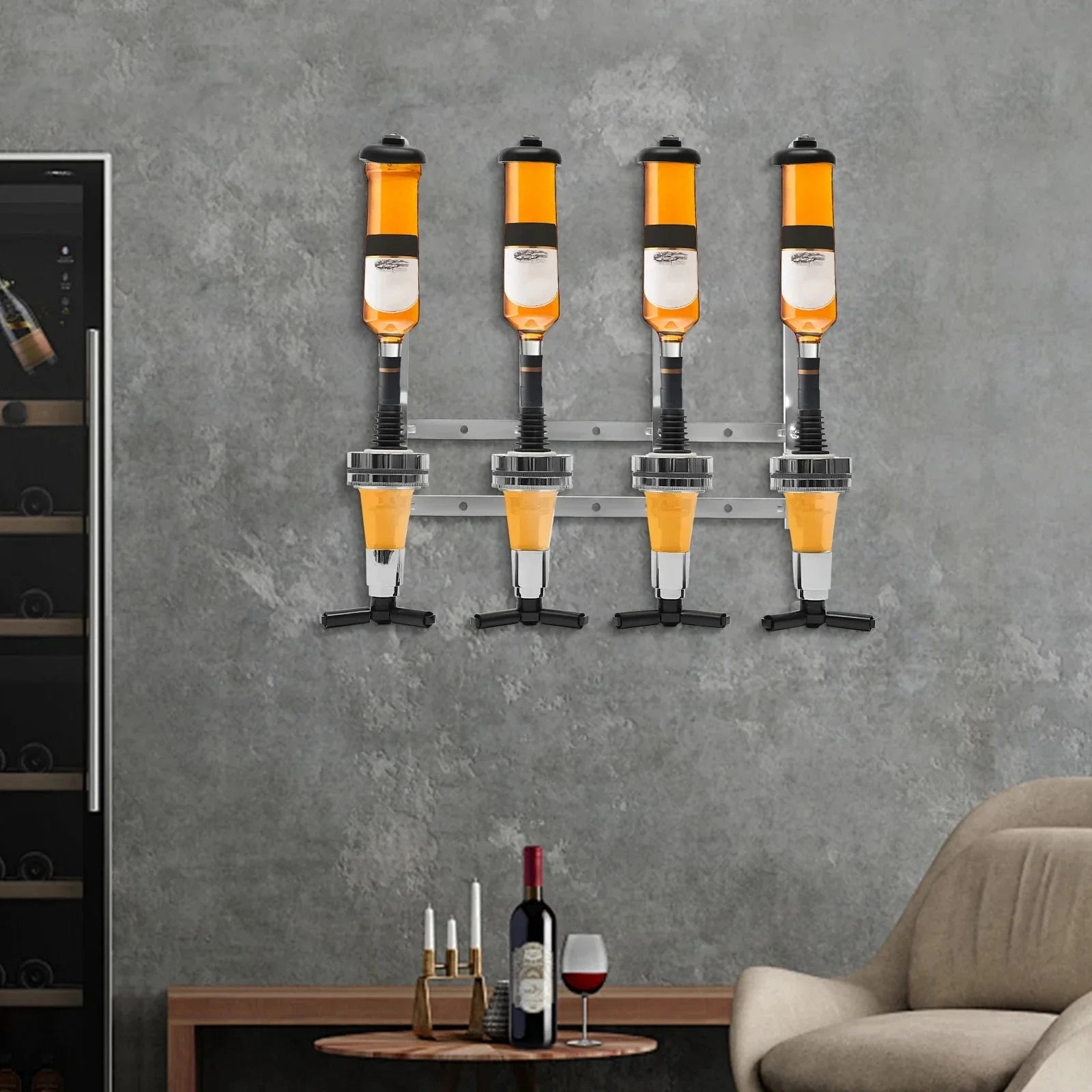 4 Head Silver Wine Rack Wall Mounted Bottle Bracket Bar Accessories by Bowlift