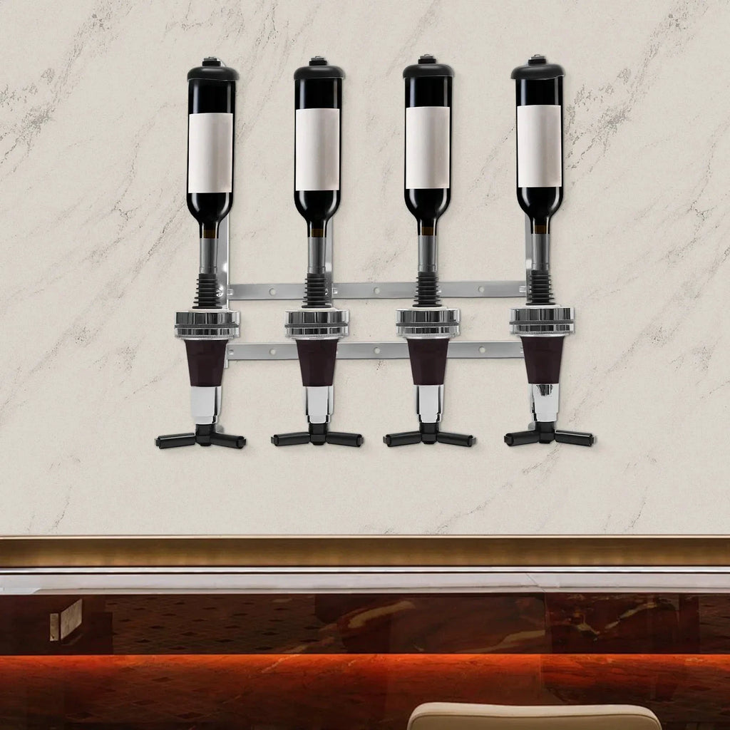 4 Head Silver Wine Rack Wall Mounted Bottle Bracket Bar Accessories by Bowlift