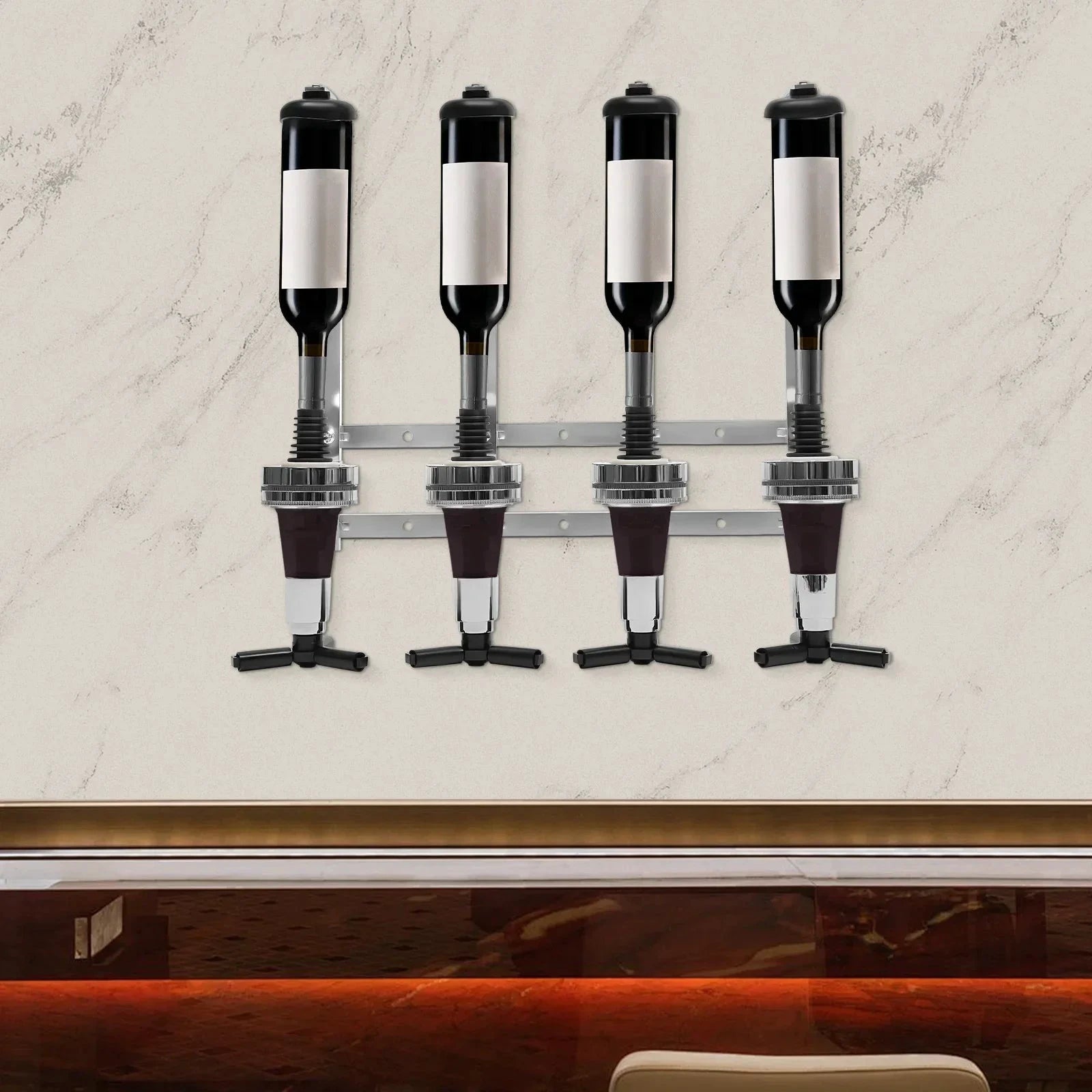 4 Head Silver Wine Rack Wall Mounted Bottle Bracket Bar Accessories by Bowlift