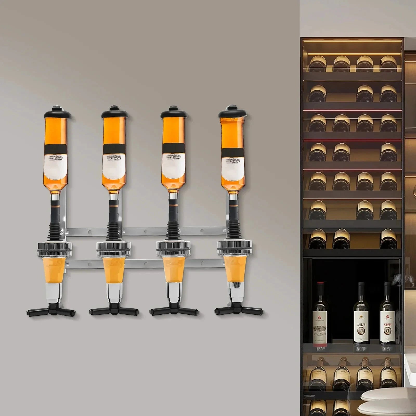 4 Head Silver Wine Rack Wall Mounted Bottle Bracket Bar Accessories by Bowlift