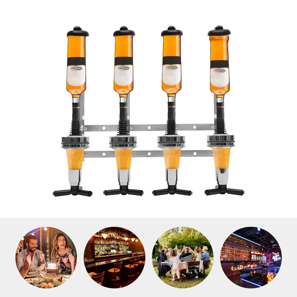 4 Head Silver Wine Rack Wall Mounted Bottle Bracket Bar Accessories by Bowlift