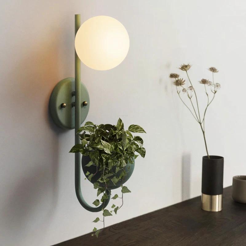 1 Light Ball Wall Lamp Industrial Yellow/Blue/Green Metal LED Plant Wall Mount Lighting for Restaurant by BowLift