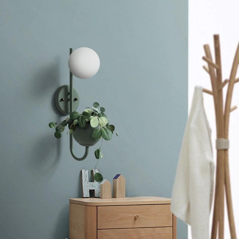 1 Light Ball Wall Lamp Industrial Yellow/Blue/Green Metal LED Plant Wall Mount Lighting for Restaurant by BowLift