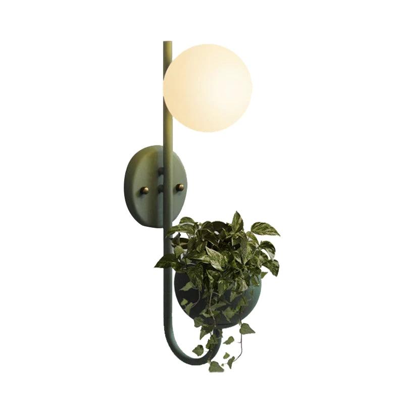 1 Light Ball Wall Lamp Industrial Yellow/Blue/Green Metal LED Plant Wall Mount Lighting for Restaurant by BowLift