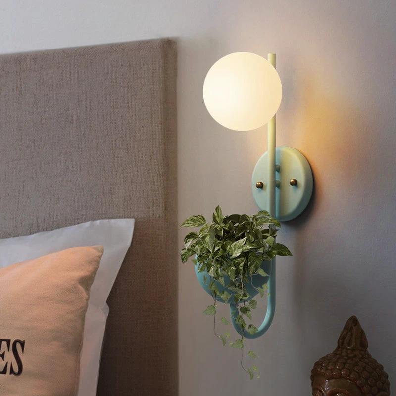 1 Light Ball Wall Lamp Industrial Yellow/Blue/Green Metal LED Plant Wall Mount Lighting for Restaurant by BowLift