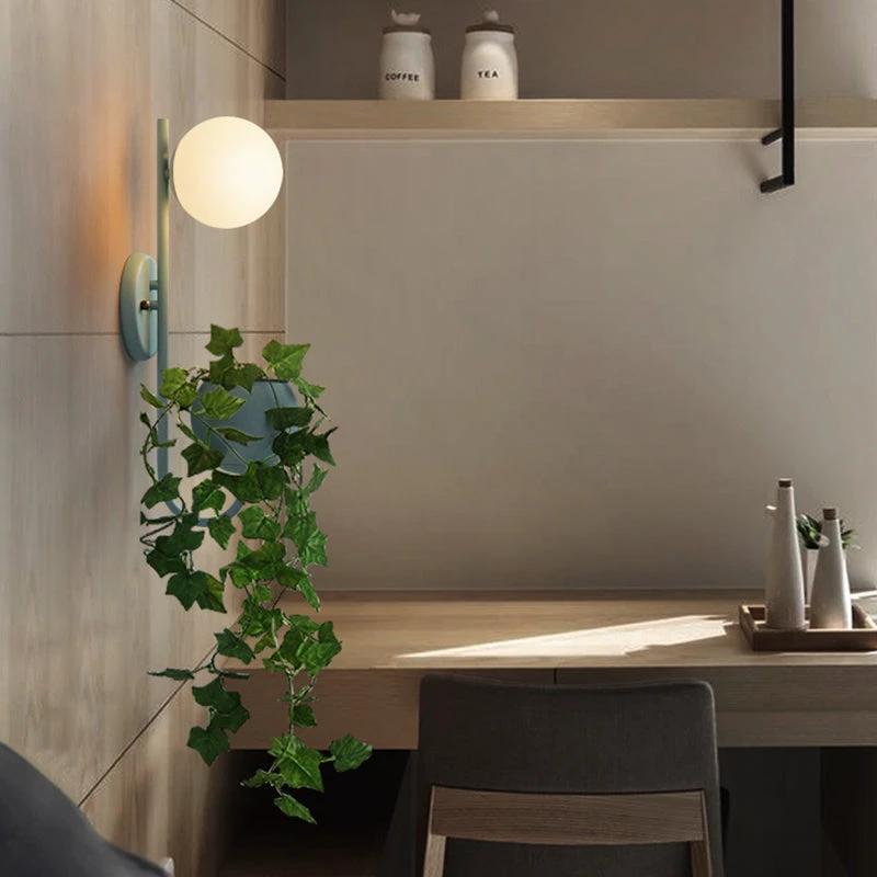 1 Light Ball Wall Lamp Industrial Yellow/Blue/Green Metal LED Plant Wall Mount Lighting for Restaurant by BowLift