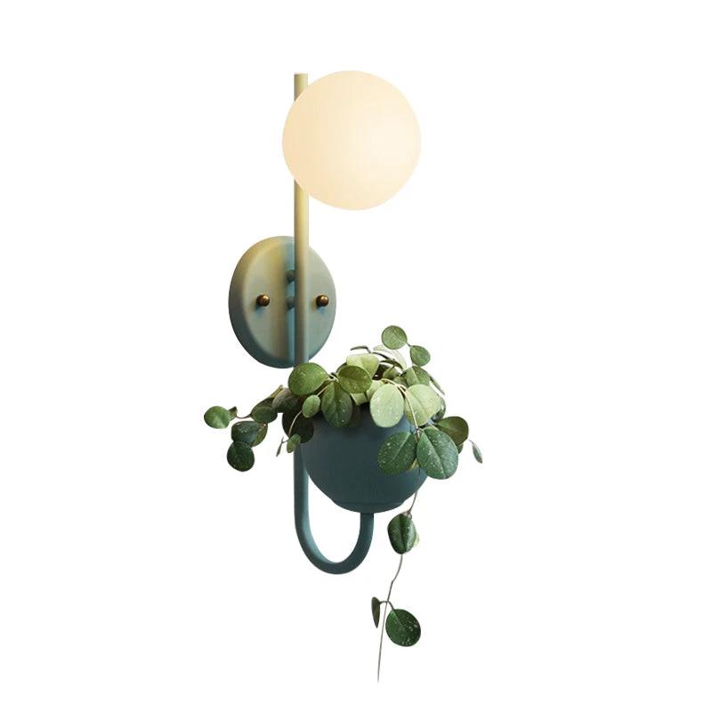 1 Light Ball Wall Lamp Industrial Yellow/Blue/Green Metal LED Plant Wall Mount Lighting for Restaurant by BowLift