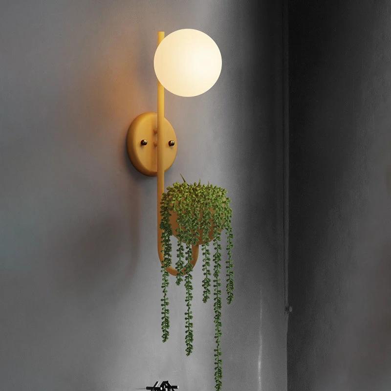 1 Light Ball Wall Lamp Industrial Yellow/Blue/Green Metal LED Plant Wall Mount Lighting for Restaurant by BowLift