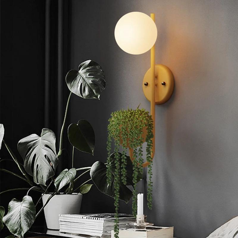 1 Light Ball Wall Lamp Industrial Yellow/Blue/Green Metal LED Plant Wall Mount Lighting for Restaurant by BowLift
