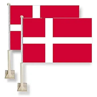 Denmark Car Window Flag 11X16Inch(28x40cm) 100% Polyester, Strong White Flagpole by flagsshop