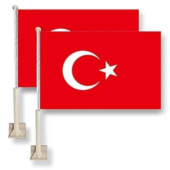 Turkey Car Window Flag 11X16Inch(28x40cm) 100% Polyester, Strong White Flagpole by flagsshop