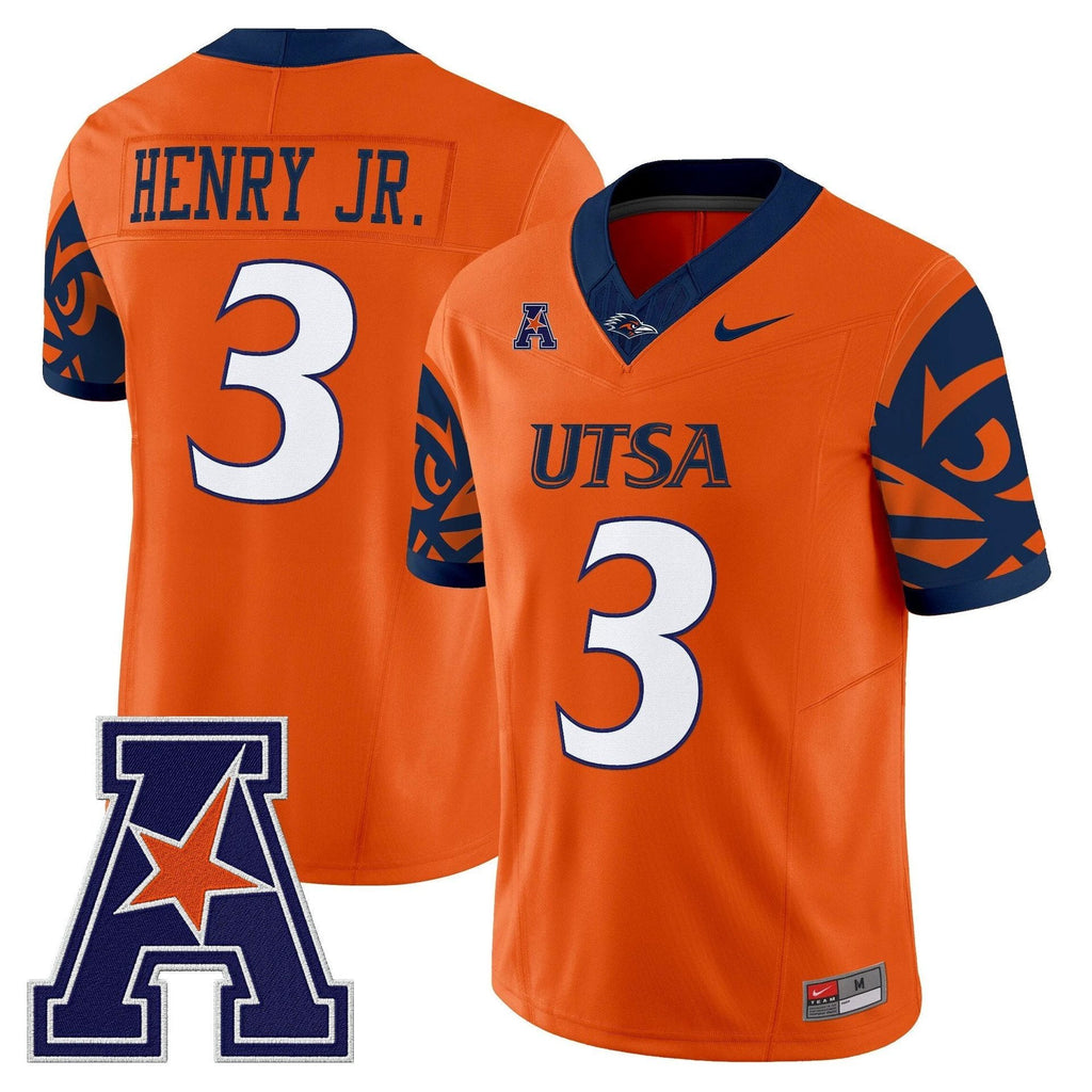 Robert Henry Jr Jersey #3 UTSA Roadrunners 2025 Vapor Limited V2 Stitched Orange by My Store NCAA Football Jerseys