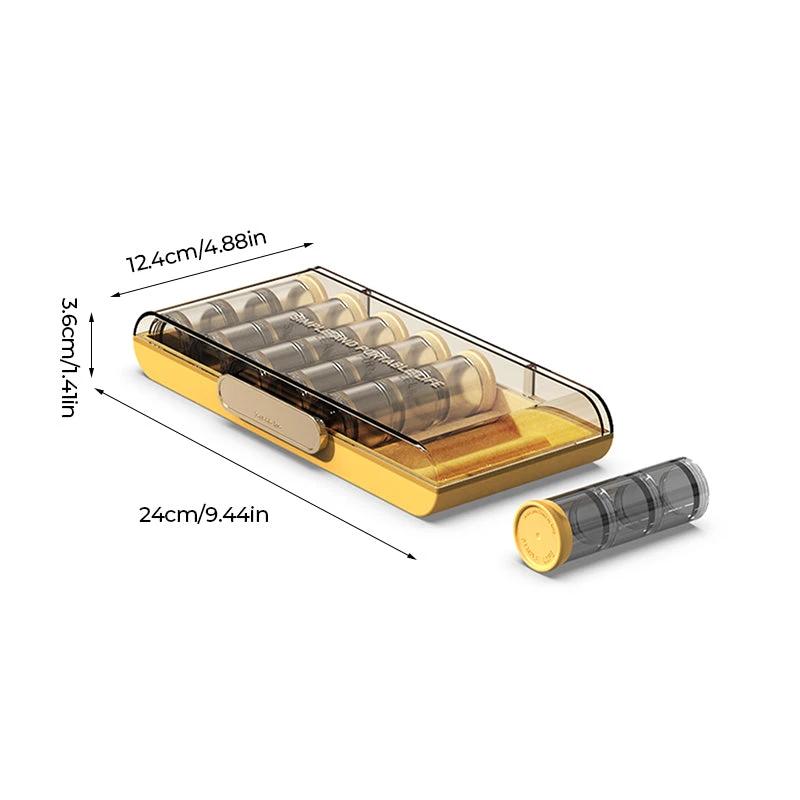 Portable high-capacity weekly pill organizer by Bowlift