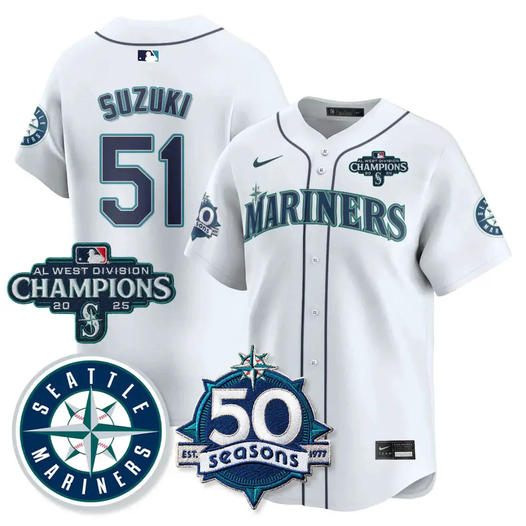 SEA Vapor Premier Limited Gold Jersey - 50th Anniversary & AL West Division Champions - All Stitched by Digigearus