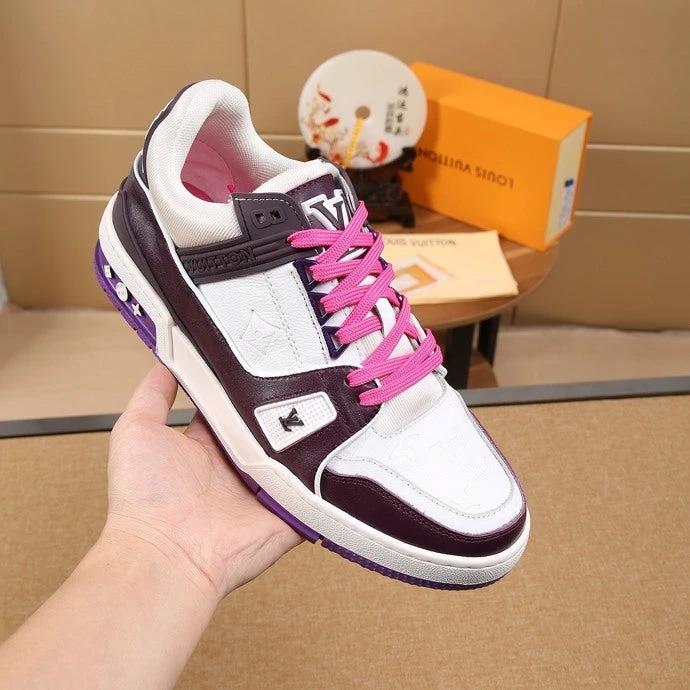 Luxury Virgil Trainer Sneakers Shoes Signature White Purple Monogram by Air Jordan