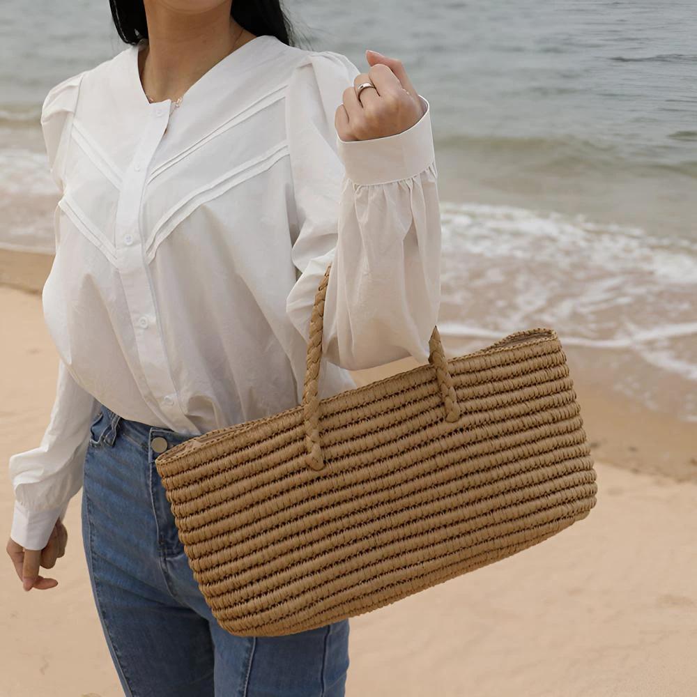 Woven Straw Tote Bag by Casa & Beyond