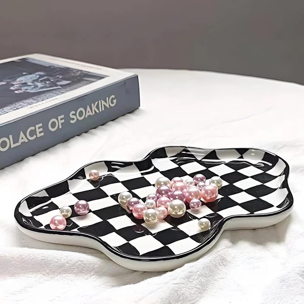 Classic Checkered Ceramic Plate by Casa & Beyond