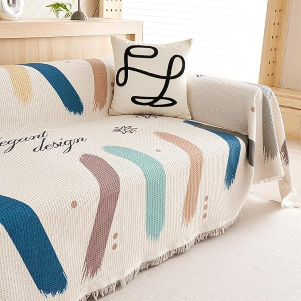 Lumiere Abstract Tasseled Sofa Cover by Casa & Beyond