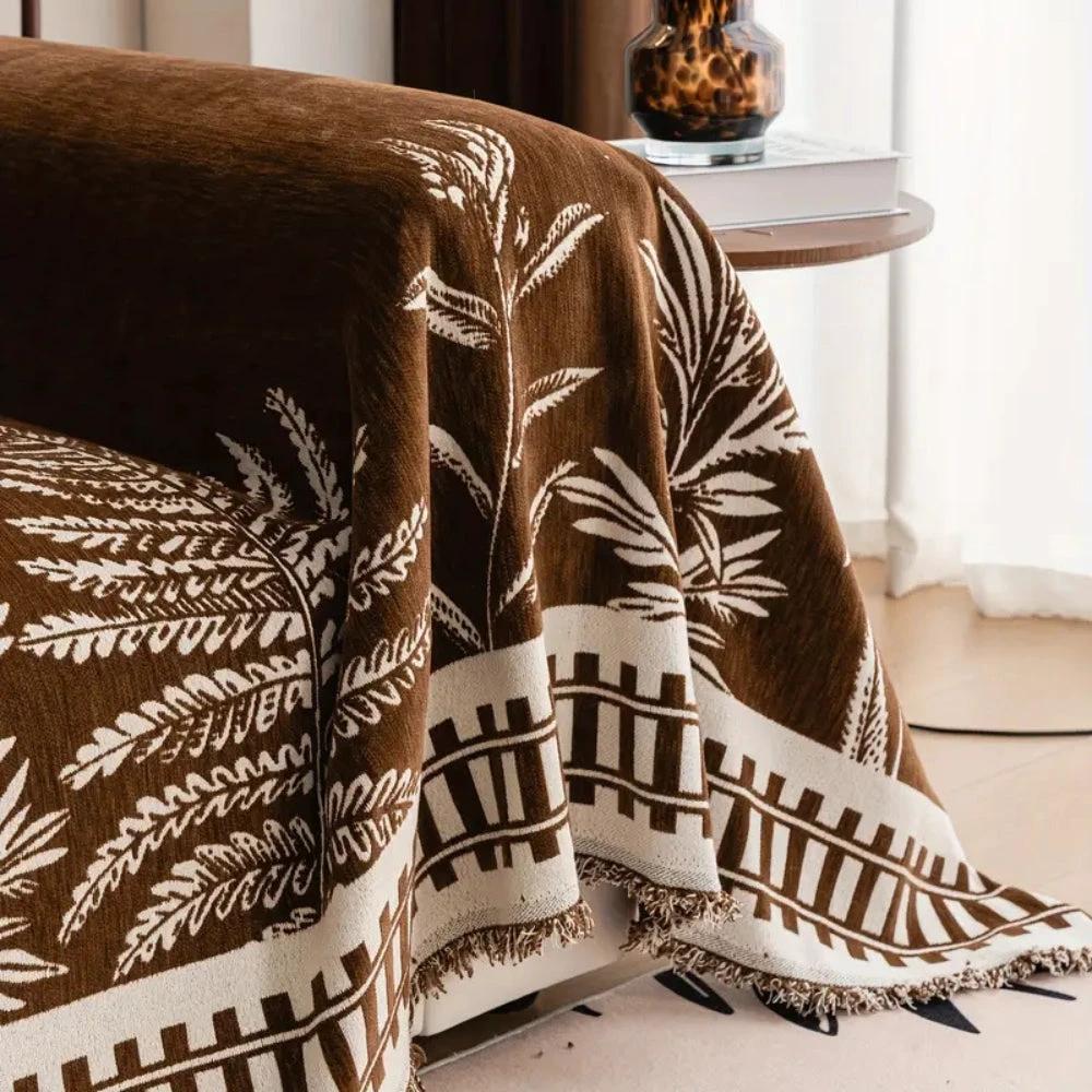 Foliage Floral Chenille Sofa Cover by Casa & Beyond