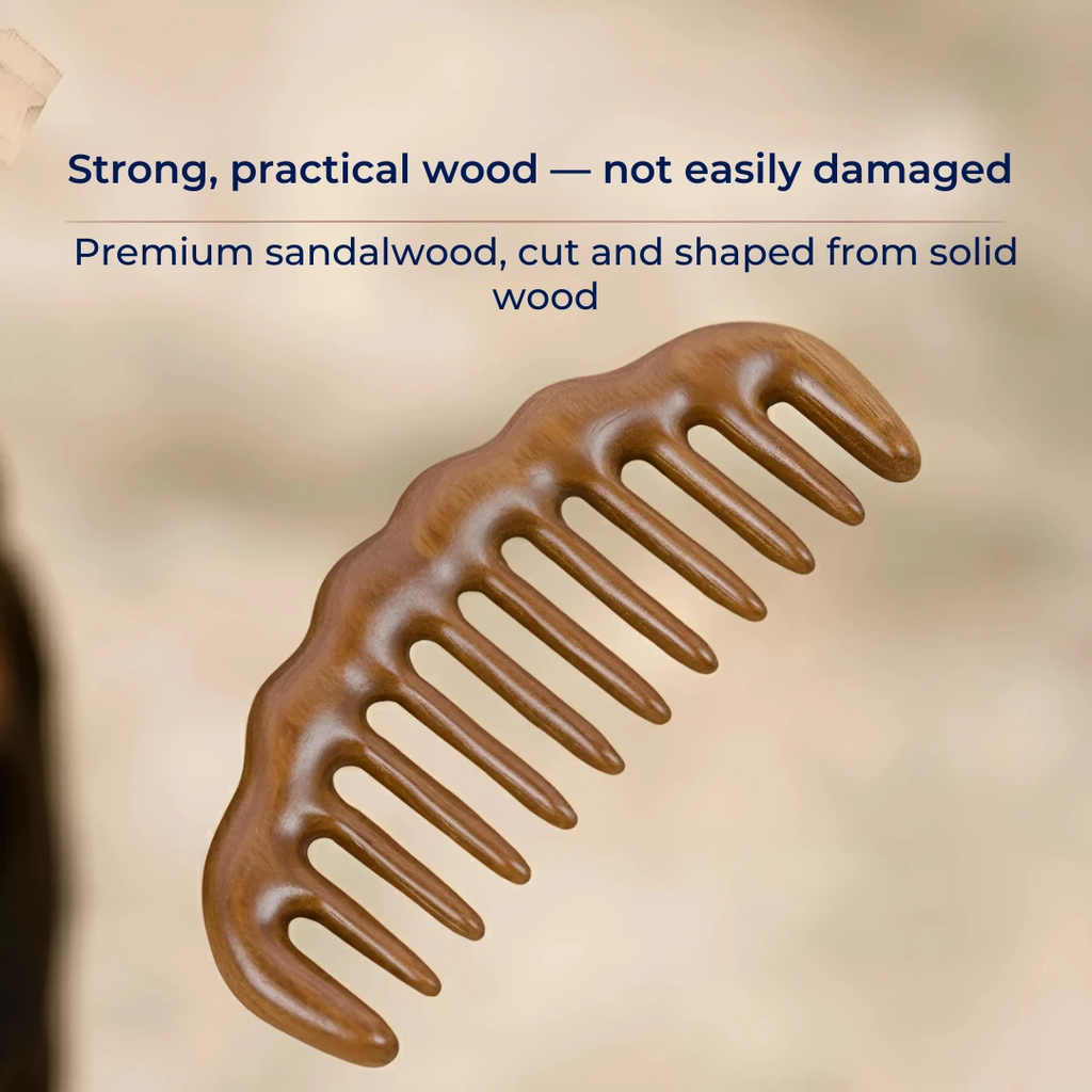 Tooth Hair Comb – Breakage-Free Detangling – Golden Sandalwood – Anti-Static – Gentle Scalp Massage – Healthy Shine Bowlift by Bowlift