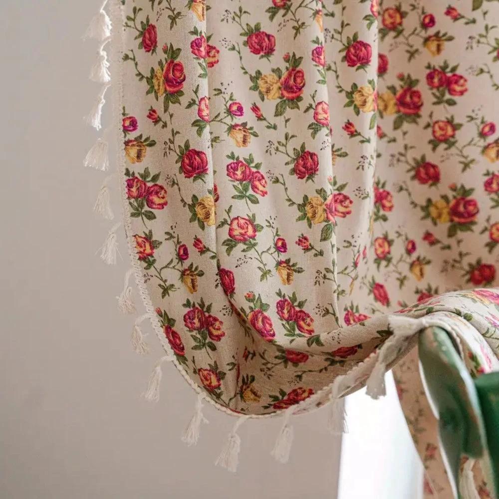 Floral Tasseled Soft Cotton Curtain by Casa & Beyond