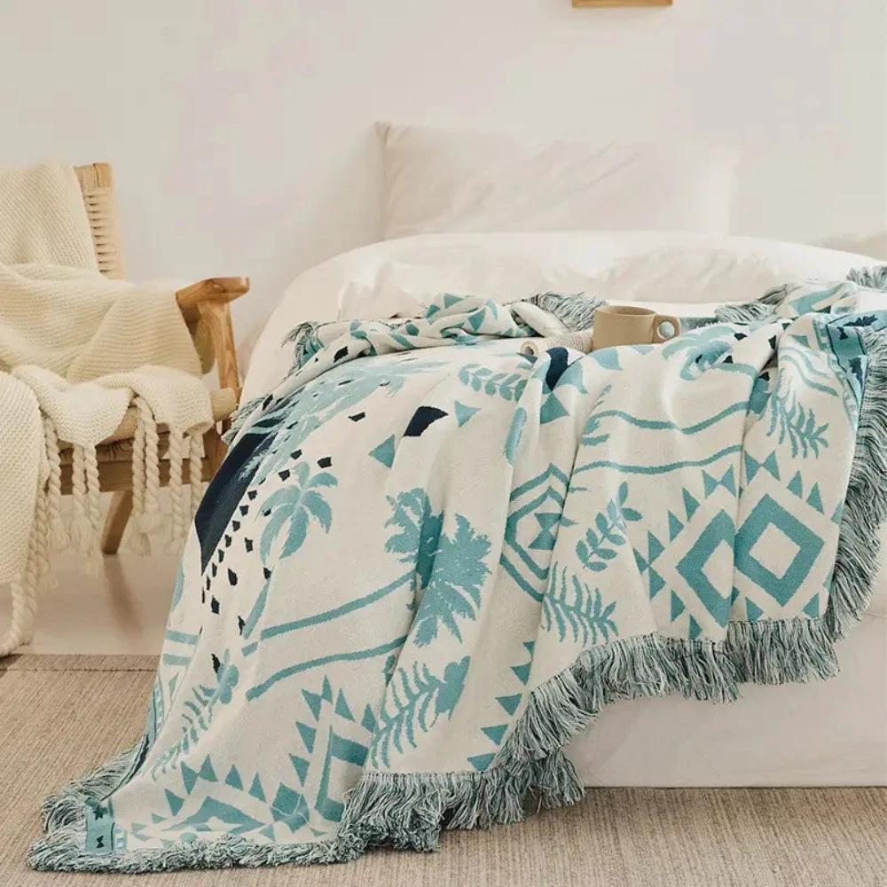 Azura Boho Geometric Knit Blanket by Casa & Beyond