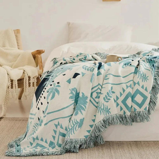 Azura Boho Geometric Knit Blanket by Casa & Beyond