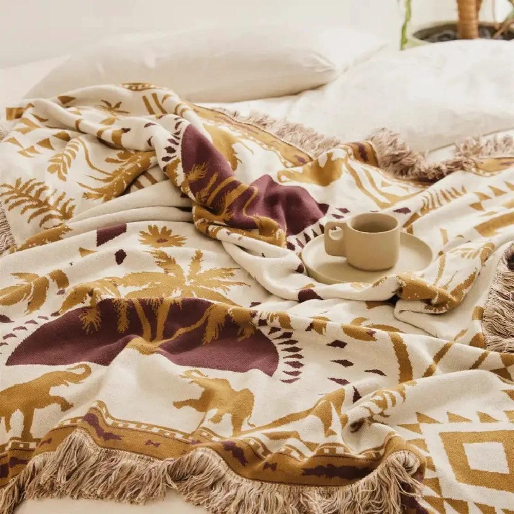 Azura Boho Geometric Knit Blanket by Casa & Beyond
