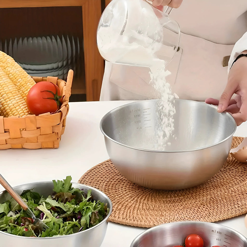 3pcs Stainless Steel Mixing Bowl Set by Casa & Beyond