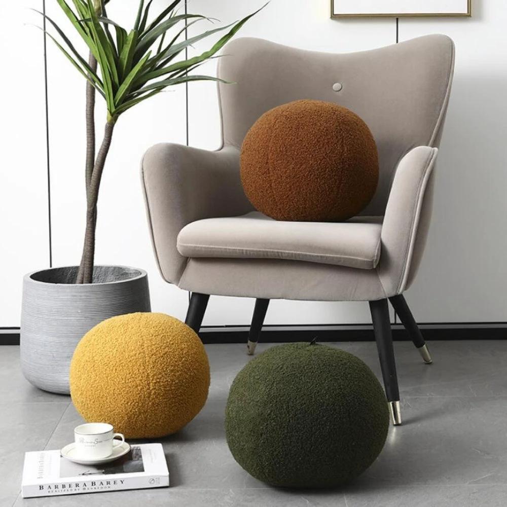 Plush Ball Shaped Boucle Cushion by Casa & Beyond