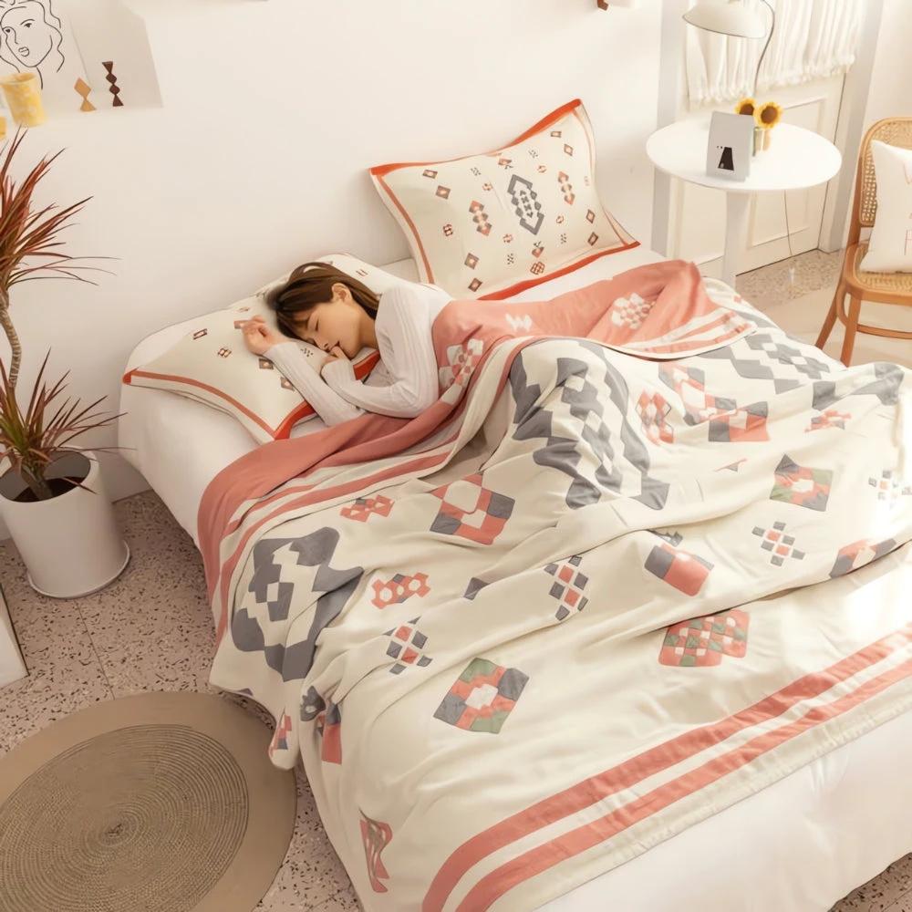 Chevron Design Four-Layer Cotton Blanket by Casa & Beyond