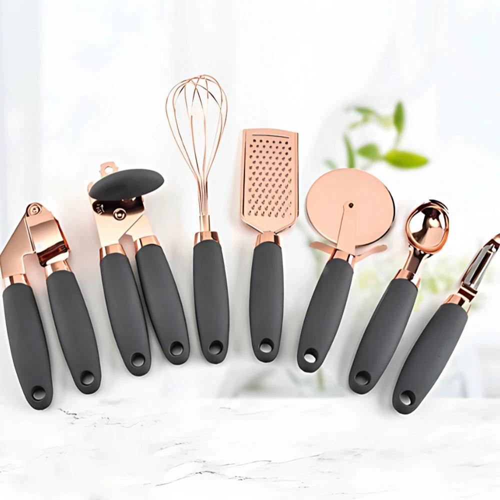 7-Piece Rose Gold Cooking Set by Casa & Beyond