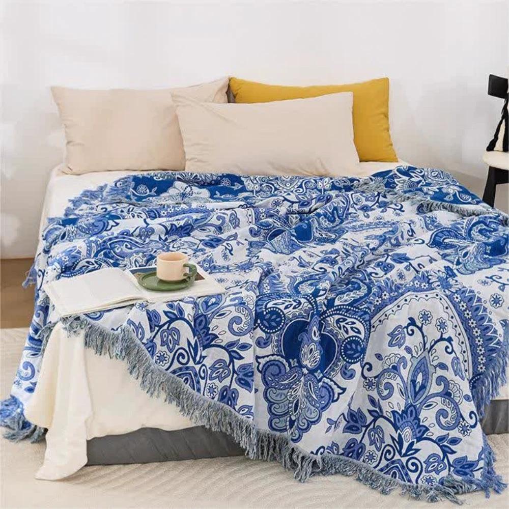 Paisley Dream Cotton Tassel Blanket by Casa & Beyond