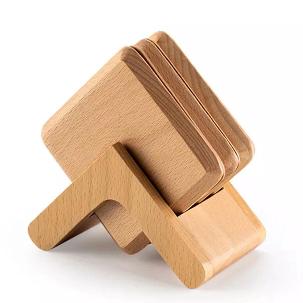 Sleek Stack Wooden Coaster Set | 6pcs by Casa & Beyond
