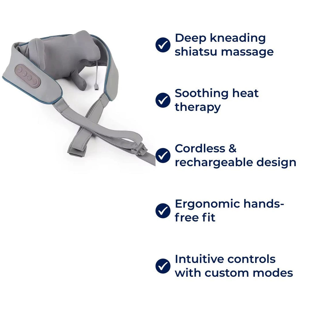RelaxaPro | Shiatsu Neck Massager – Heated Relief – Cordless Design – Ideal for Office & Home Use Bowlift by Bowlift