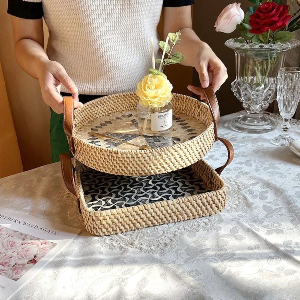 Farmhouse Rattan Tray in Assorted Patterns by Casa & Beyond