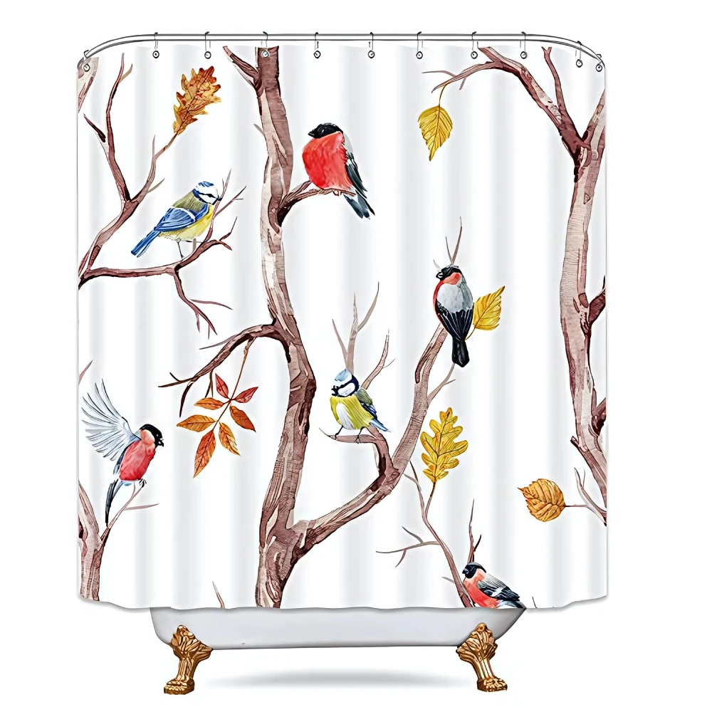 Natural Style Bird & Tree Branches Shower Curtain by Casa & Beyond