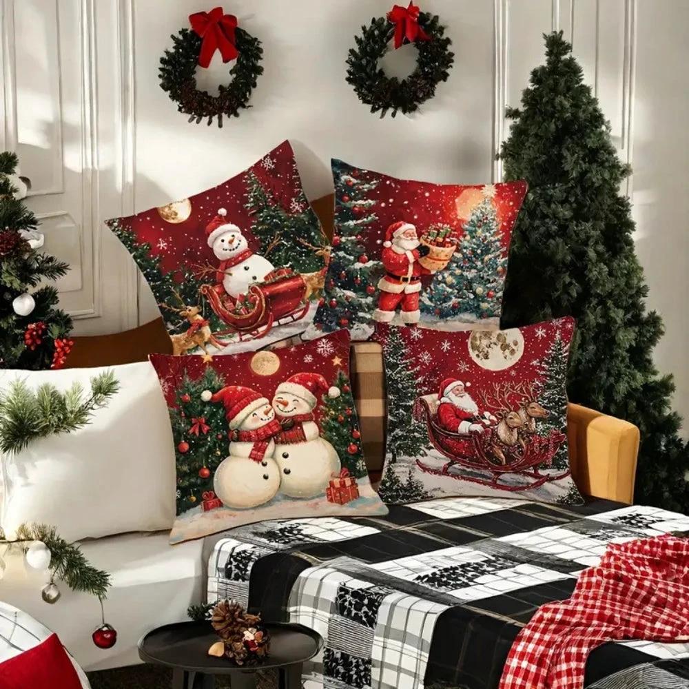 Santa’s Sleigh Christmas Cushion Cover by Casa & Beyond
