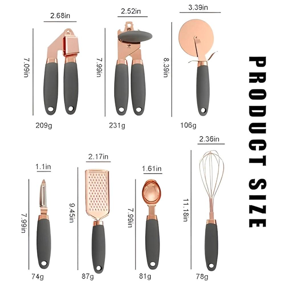 7-Piece Rose Gold Cooking Set by Casa & Beyond