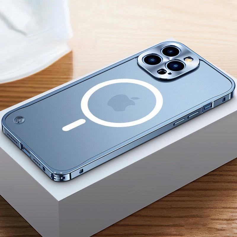 Magnetic phone case for iPhone with metal frame by Bowlift