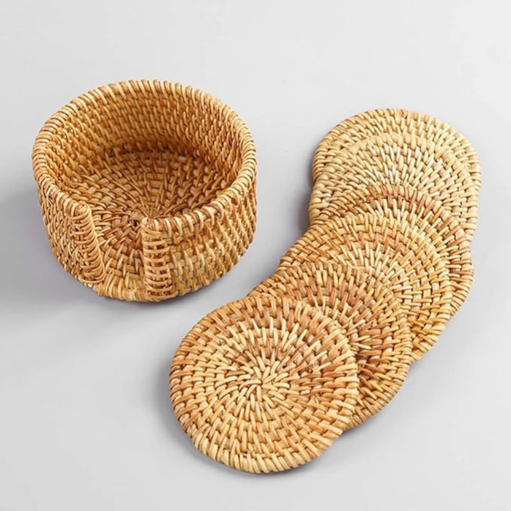 Handmade Rattan Coaster | 6pcs Set by Casa & Beyond