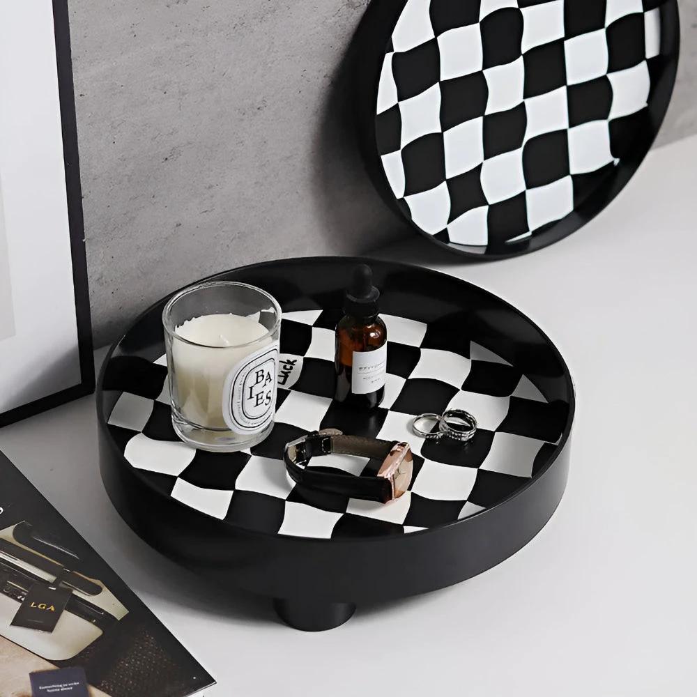 Round Checkerboard Storage Tray by Casa & Beyond