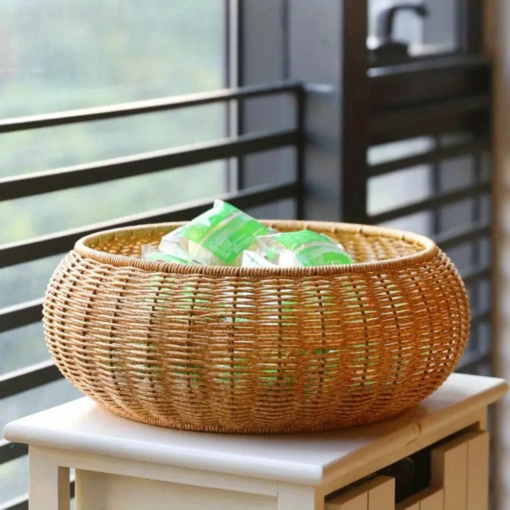 Dome-Shaped Knitted Rattan Basket with Lid by Casa & Beyond