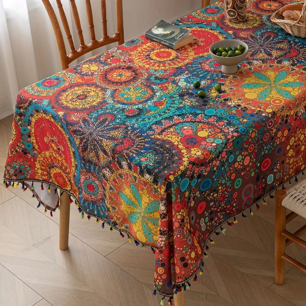 Hypno Bloom Tassel Tablecloth by Casa & Beyond