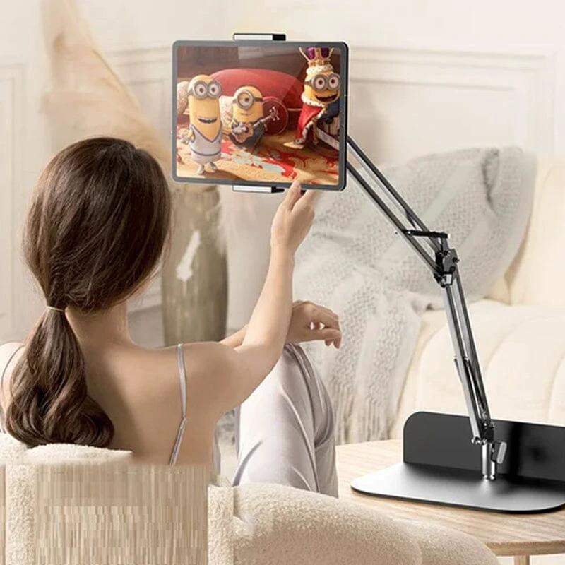 Hidden, extendable table tablet and phone holder by Bowlift