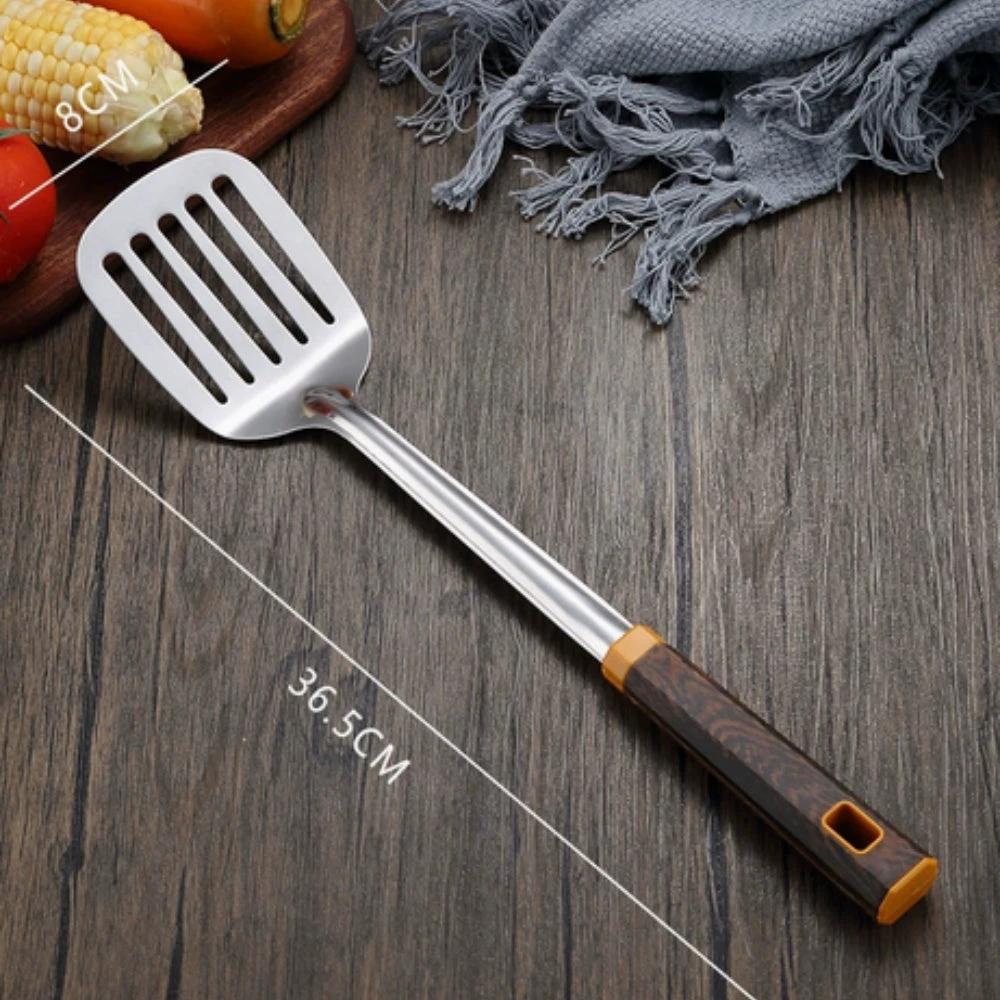 Wood Grain Stainless Steel Utensils | 6pcs Set by Casa & Beyond