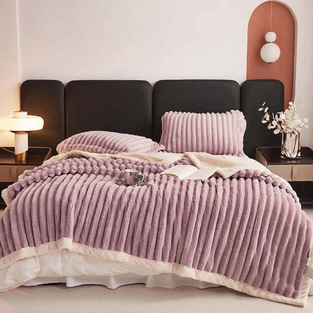 Snuggly Faux Fur Fleece Blanket by Casa & Beyond
