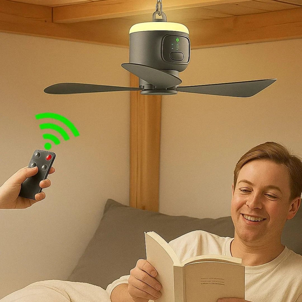 Control Ceiling Fan with Light – Battery-Powered 30h – Quiet Cooling Comfort – Ideal for Home Camping Travel Bowlift by Bowlift