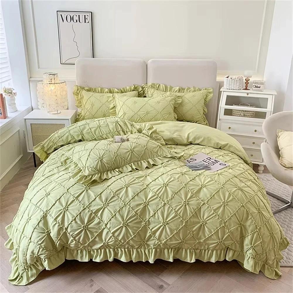 Belle Cotton Plush Ruffle Bedding | 4pcs Set by Casa & Beyond